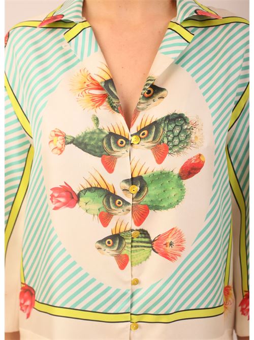 Silk dress with fish print Laboratorio Capri | BERILLOLALLOVERELBETOVAL